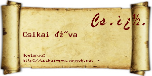 Csikai Éva névjegykártya